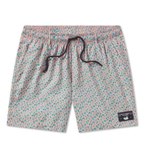 NWT Men’s SOUTHERN MARSH Harbor swim trunks- Salt & Lime. Peach/teal limes - Picture 3 of 5